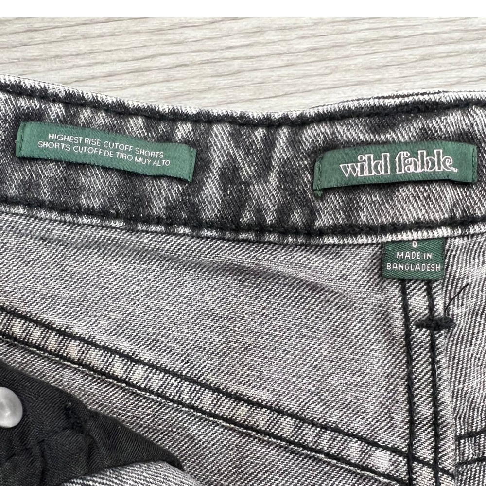 Wild Fable Distressed Denim‎ Shorts High Rise Cutoff Black Wash Size 0 - Picture 3 of 12